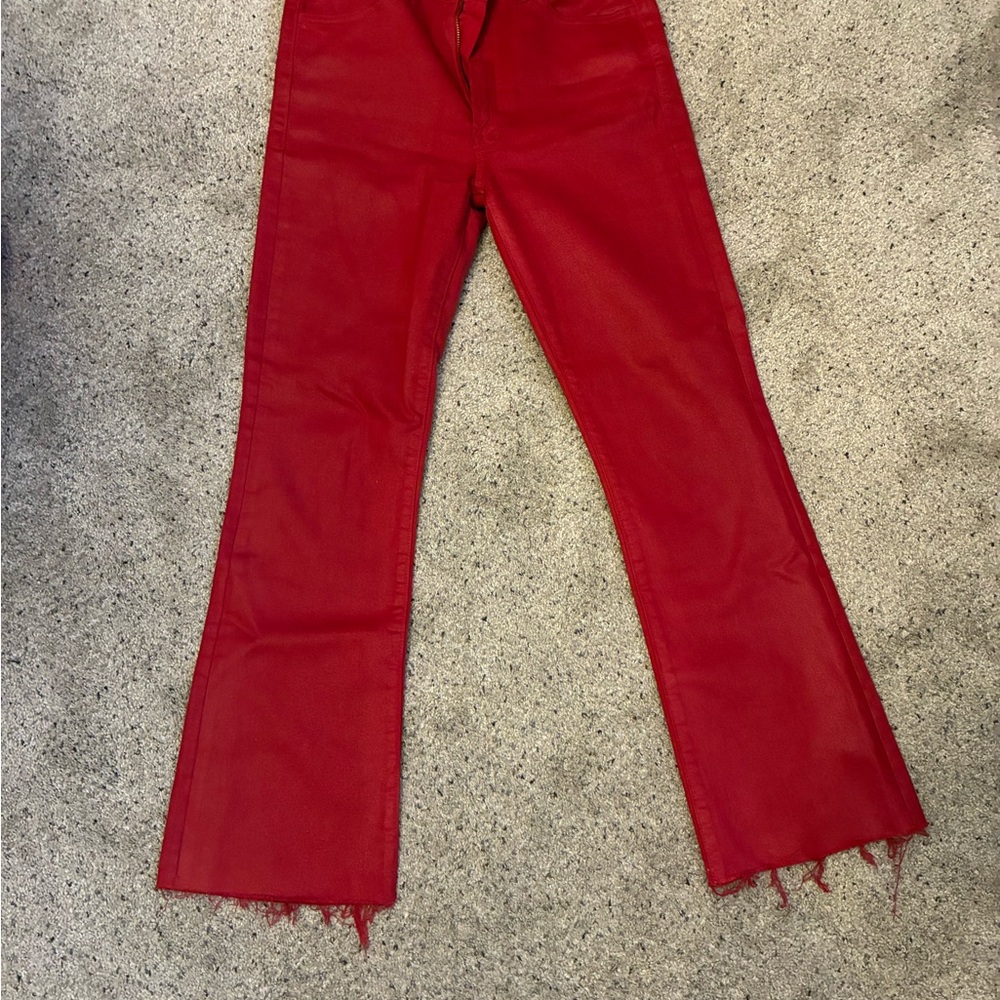 Mother The Hustler Ankle Fray. NWOT. New Years Red, cut #704907